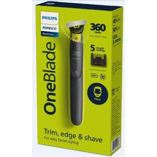Philips Norelco OneBlade 360 Face Rechargeable Men's Electric Shaver and Trimmer - QP2724/70 image {1}