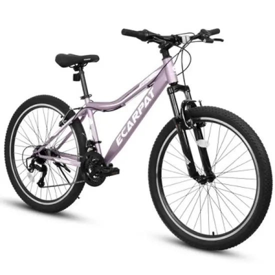 NAYSAYE Bicycle 26 Inch Mountain Bike 21 Speeds Front Suspension Carbon Steel Frame for Off Road, Purple, 69"*27"*39" image {5}