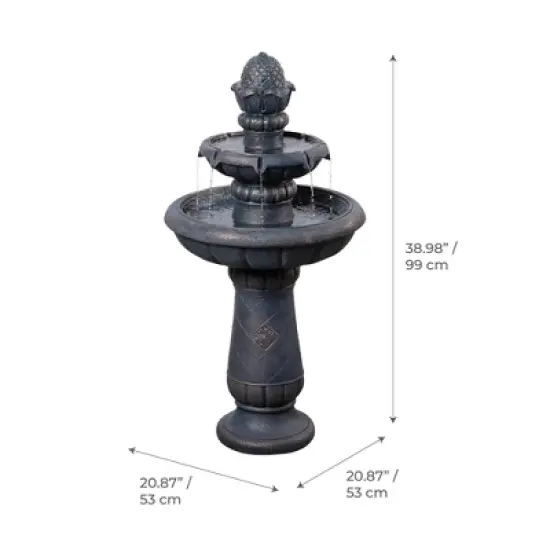 Teamson Home 39" 2-Tier Birdbath Water Fountain Antique Copper image {3}