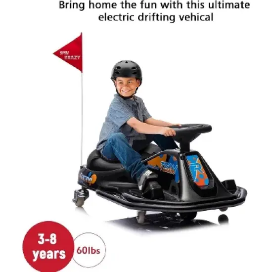 Gaomon Electric Kids Drift Kart, 24V 2 Speed Modes, 360 Degree Easy Spinning Drifts, Flashing Lights, Flags, Music, Drift Cart image {6}