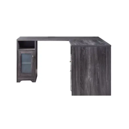 Ghally Locking Drawer L-Shape Desk with USB Ports Dark Gray - miBasics image {2}