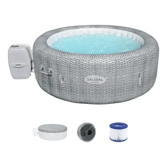 Bestway SaluSpa Honolulu AirJet Inflatable Hot Tub & 2 SaluSpa Underwater Non Slip Pool/Spa Seat w/Adjustable Legs & Padded Headrest Pillows image {1}