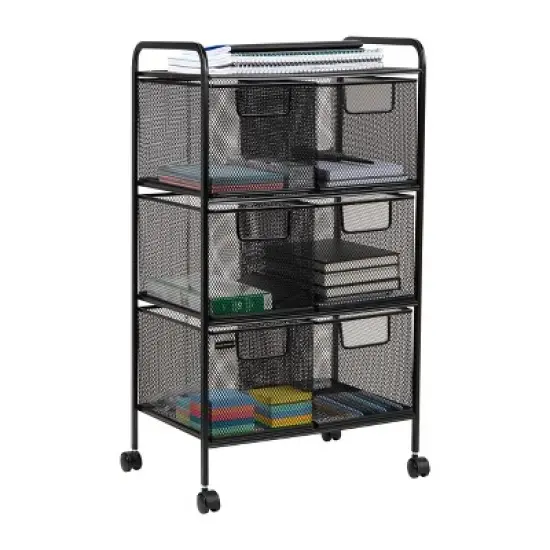 Mind Reader Metal Rolling File Cart with 3-Tier Drawer Organizer image {5}