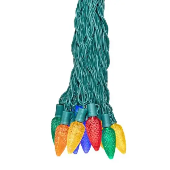Novelty Lights 25 Feet 25 Light C9 Diamond Faceted LED String Lights, Pre-Lamped Holiday Lights on Green Wire, UL Listed, Connectable image {10}
