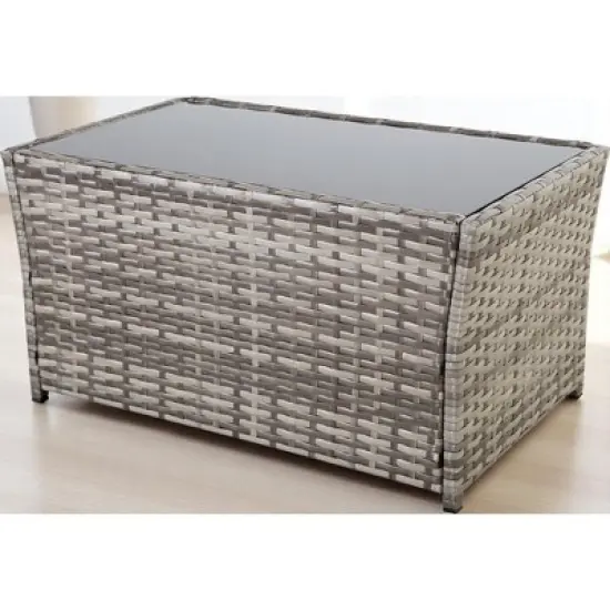 Mshliw 4-Piece Outdoor PE Wicker Furniture Set, Patio Gray Rattan Sectional Sofa with Washable Cushions for Garden, Porch, or Balcony image {8}