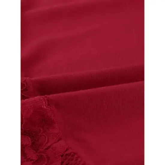 cheibear Women's Lace Modal Soft Half Sleeves One Piece Nightgown image {4}