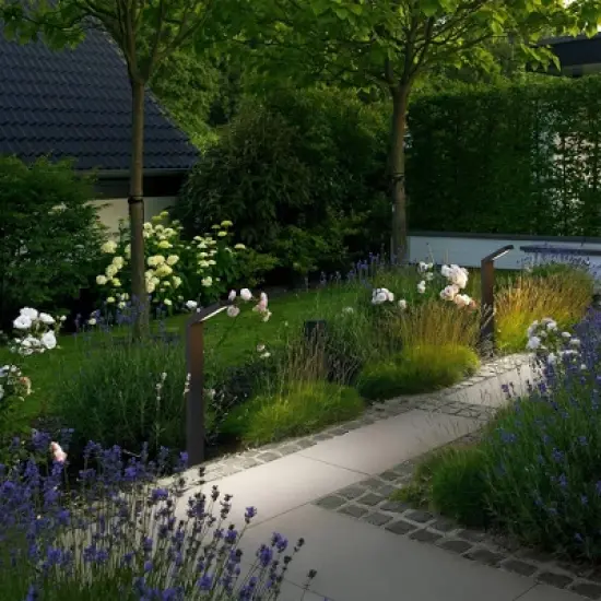 C Cattleya 21" Low-voltage Black Aluminum LED Landscape Path Lights with Frosted Glass Shade(4-Pack) image {4}