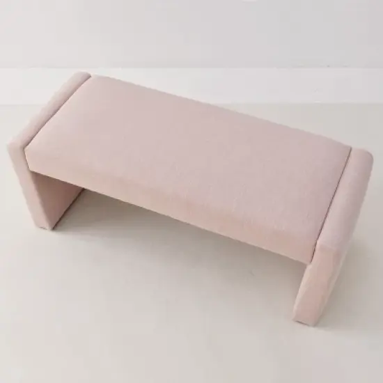 Kaia 47" Contemporary Farmhouse Linen Fabric Waterfall Upholstered Bench-The Pop Maison image {3}