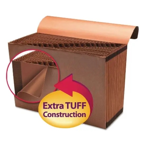 Smead TUFF Expanding Wallet, 21 Sections, Elastic Cord Closure, 1/21-Cut Tabs, Legal Size, Redrope image {3}