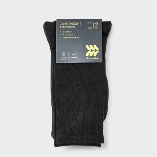 Women's 2pk Lightweight Wool Blend Outdoor Crew Socks - All in Motion&trade; 4-10 image {1}