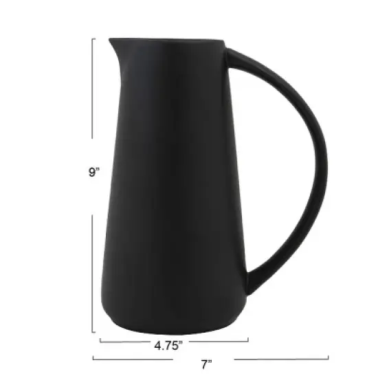 9" x 5" Stoneware Pitcher Black - Storied Home: Decorative Ceramic, Dishwasher-Safe, for Cold Drinks image {2}