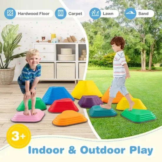 Costway 11 Pcs Stepping Stones with Full Non-Slip Edging for Children Indoor and Outdoor image {9}