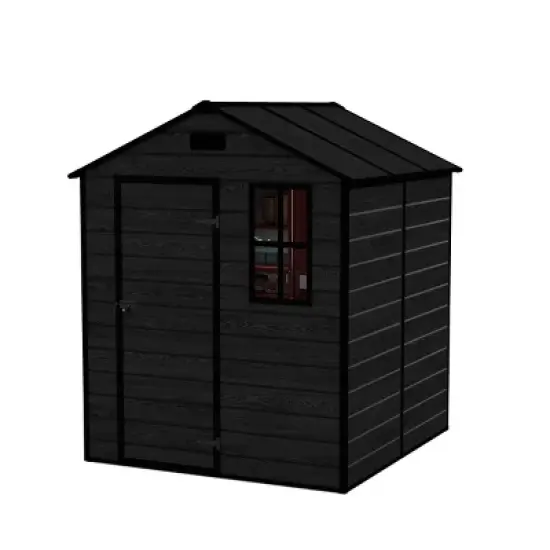 6&times;6 FT Outdoor Storage Shed with Wood Grain Finish, Weather-Resistant PP Tool Shed Featuring HD Window for Backyard or Garden&ndash;The Pop Home image {5}