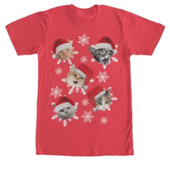 Men's Lost Gods Ugly Christmas Cat Snowflakes T-Shirt image {4}