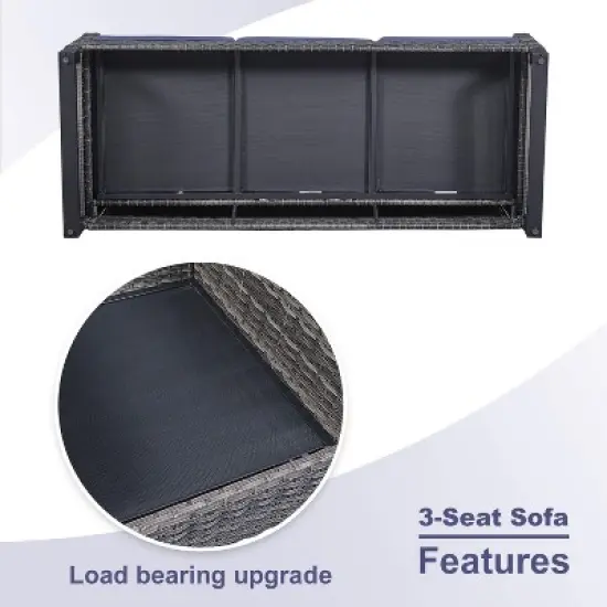 POCASSY L-Shaped Patio Sectional Sofa Set with Fire Pit Table, All Weather Gray Wicker Outdoor Furniture Set with Swivel Chair and Propane Fire Pit image {10}