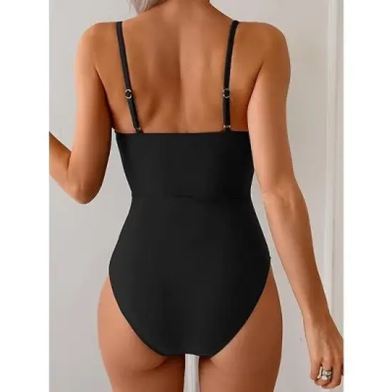 Eomenie One Piece Swimsuit for Women Ring Linked Monokini Sexy Bathing Suit Cutout Swim Suit image {2}