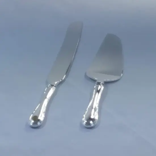 Jiallo  Silver Plate Cake Server & Knife-Rim Design image {3}