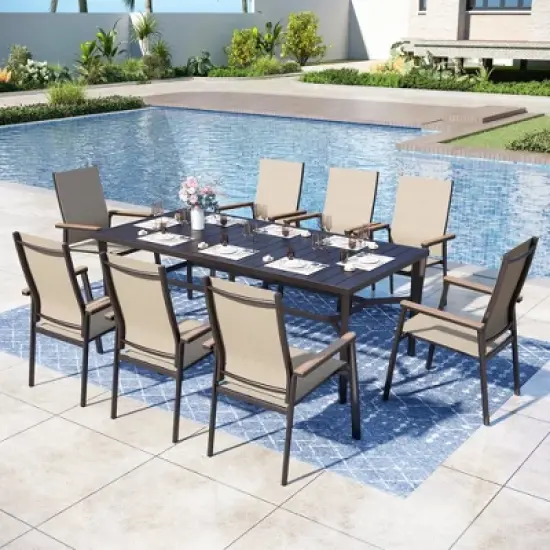 Captiva Designs 1pc Outdoor Patio Dining Spacious Rectangle Black Metal Table with Steel Frame image {8}
