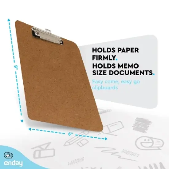Small clipboards 6x9 A5 Clipboard with Low Profile Clip, Memo Size Hardboard Clip Board for Nursing, Office, Home or School Supplies - by Enday image {3}