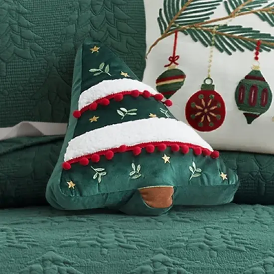 O Christmas Tree Green Shaped Christmas Tree Pillow - Levtex Home image {1}
