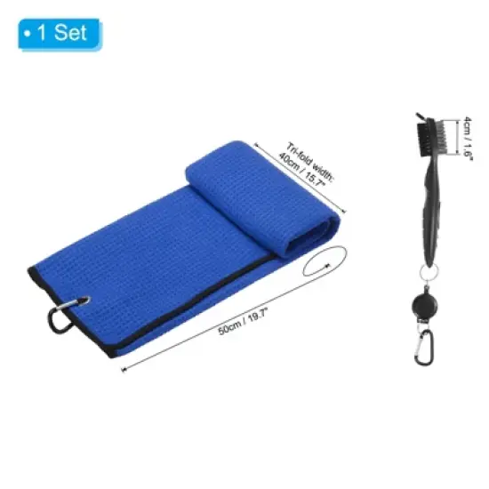Unique Bargains Microfiber Waffle Tri-Fold Golf Towel with Groove Cleaner 1 Set 20"x16" image {1}