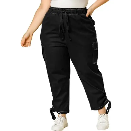 Agnes Orinda Women's Plus Size Drawstring Elastic Waist Cargo Pants with Pockets image {7}
