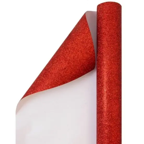 JAM PAPER Red Glitter Gift Wrapping Paper Roll - 1 pack of 25 Sq. Ft.: Valentines & Christmas Wrapping Paper image {3}