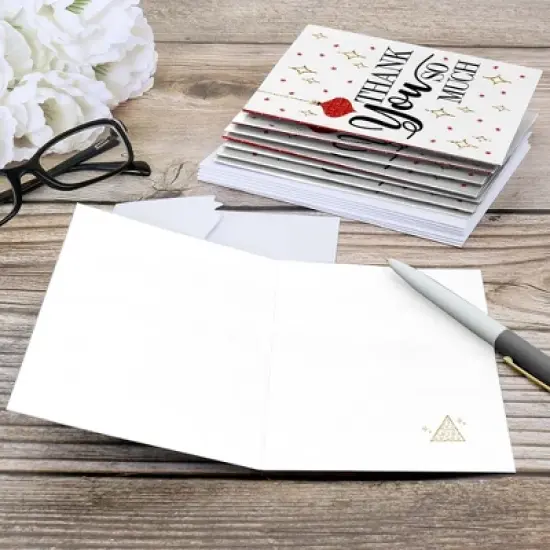 Big Dot of Happiness Red and Gold Friendsmas - Friends Christmas Party Thank You Cards (8 Count) image {3}