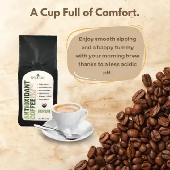RawGuru Organic Antioxidant Coffee Breakfast Blend | 12oz image {7}