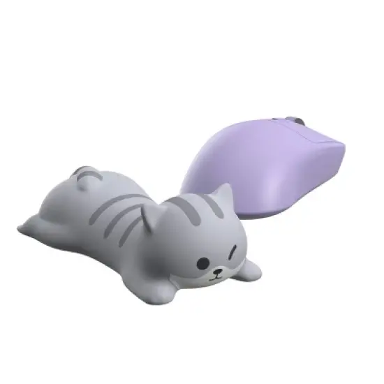 Gems Cat Wrist Rest - Gray: Foam Flexible Design for Keyboard and Mouse image {1}