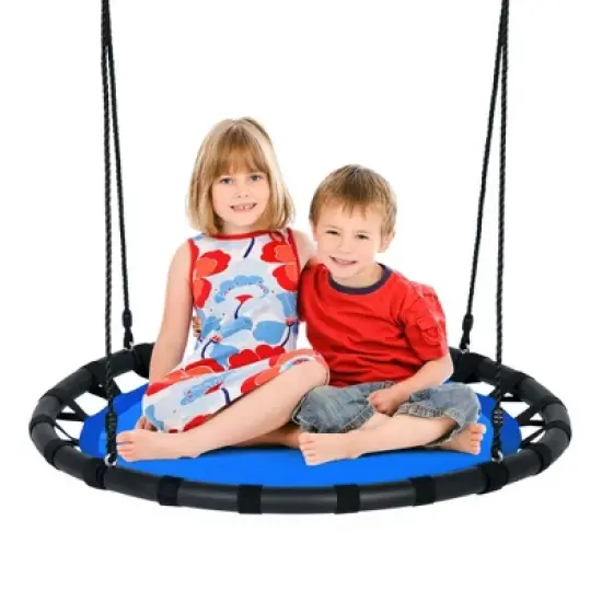 Costway 40'' Flying Saucer Round Tree Swing Kids Play Set w/ Adjustable Ropes Outdoor image {11}