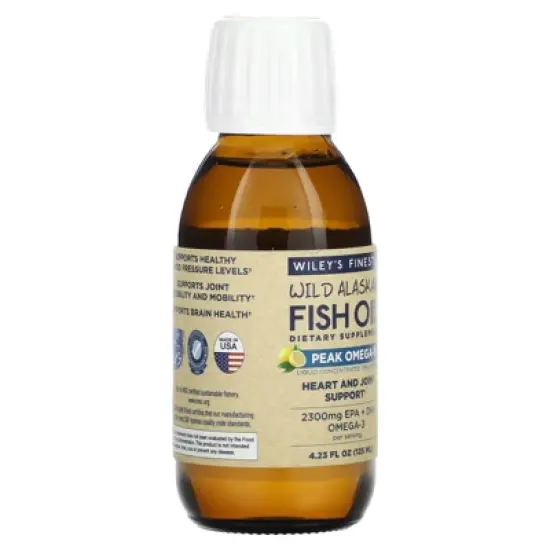 Wiley's Finest Wild Alaskan Fish Oil, Peak Omega-3, Natural Lemon, 2,300 mg, 4.23 fl oz (125 ml) image {4}