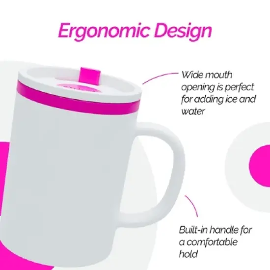 Copco Iconic 16oz Double Wall Insulated Desk Mug with Lid and Handle, Set of 2, BPA-Free Reusable Plastic, Spill-Proof - (Pink) image {4}