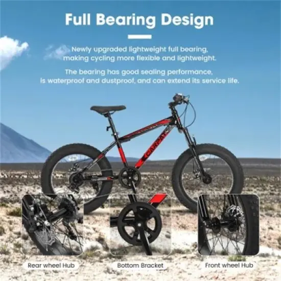 YONWAY 20 Inch Kids Mountain Bike, Disc Brakes, Durable Wide Tires, Front Suspension, 7-Speed for Off-Road Riding image {4}