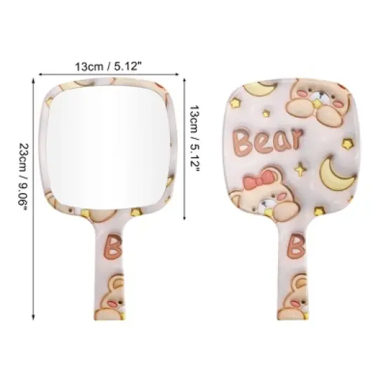 Unique Bargains Durable Square Handheld Mirror Light Pink 1 Pc image {1}