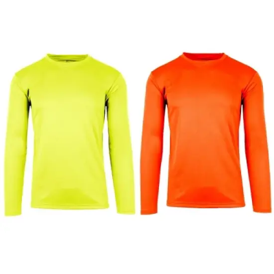 Galaxy By Harvic  High Visibility Long  Sleeve Moisture-Wicking Quick Dry Performance Crew Neck Tee  -2 Pack image {2}