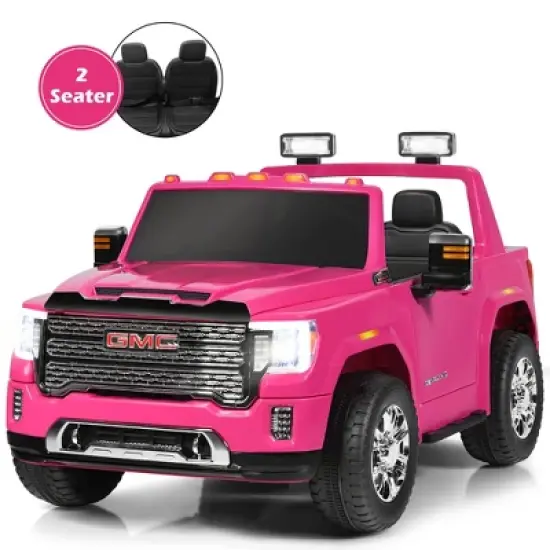 12V 2-Seater Licensed GMC Kids Ride On Truck RC Electric Car w/Storage Box White\ Black\Blue\Pink\ Red image {11}