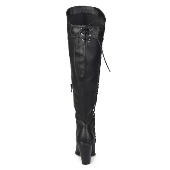 Journee Collection Womens Spritz-p Wide Calf Stacked Heel Over The Knee Boots image {2}