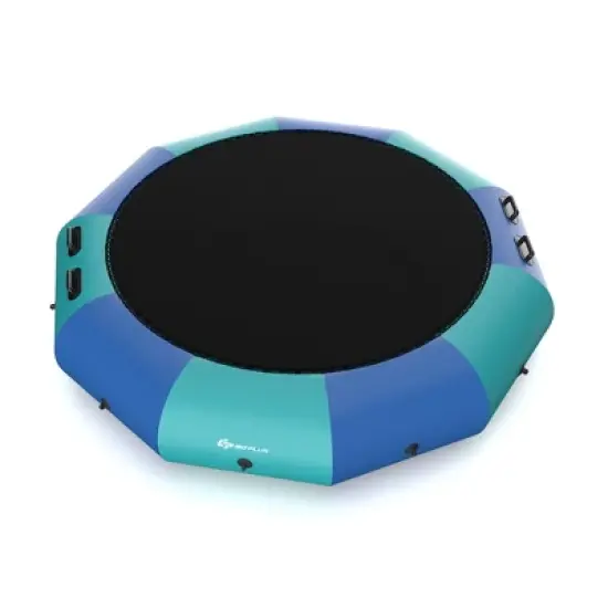Costway 10FT Inflatable Water Bouncer Splash Padded Water Trampoline Blue\Yellow image {10}