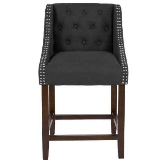 Emma and Oliver 24"H Transitional Tufted Walnut Counter Stool image {8}