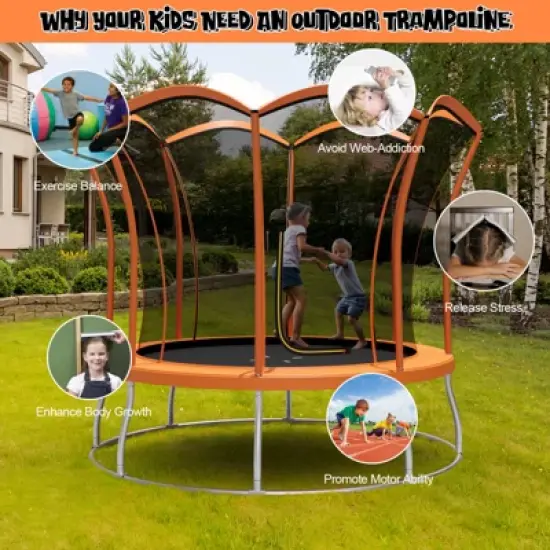 Infans 8FT Recreation Trampoline W/Exclusive Flower Shape Enclosure Net image {7}