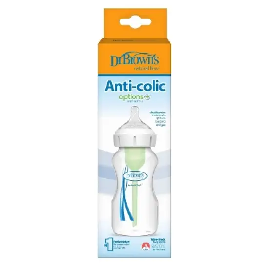 Dr. Brown's 9oz Anti-Colic Options+ Wide-Neck Baby Bottle with Level 1 Slow Flow Nipple - 0m+ image {17}
