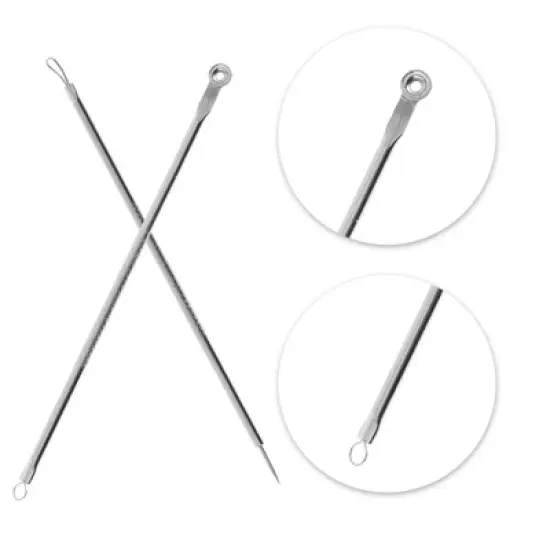 Unique Bargains Professional Stainless Steel Pimple Extractor Tool Kit Silver Tone 1 Set image {2}