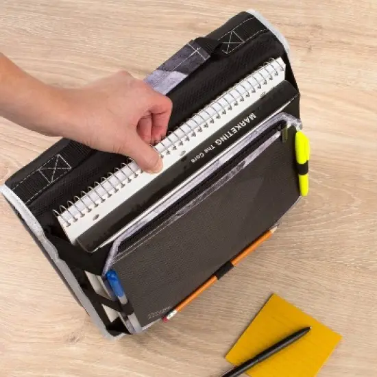 Five Star 2" Sewn Zipper Binder with Expansion Panel Black/Gray: 580 Sheet Capacity, 3 Pockets, Polyester Fabric image {6}