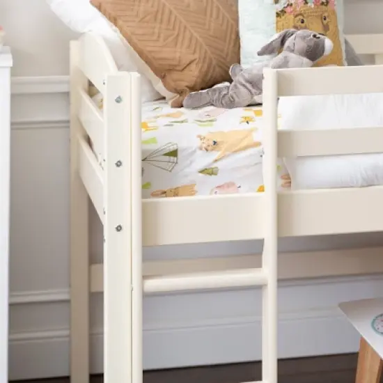 Twin Solid Pine Wood Low Loft Bed White - Saracina Home image {5}
