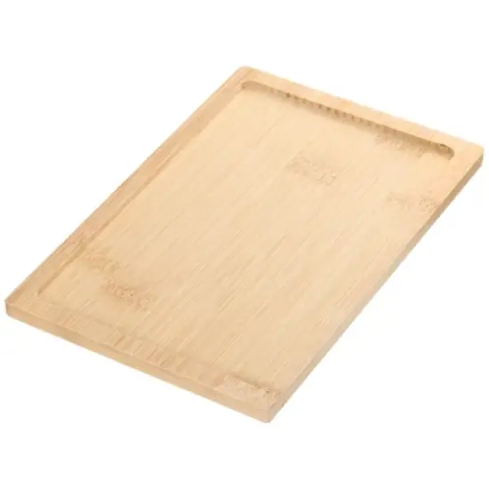 Unique Bargains Natural Bamboo Curved Edges Multi-Purpose Easy to Clean Serving Tray 7.09 x 4.72 Inch Yellow image {2}