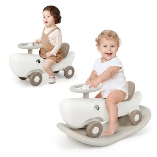 Costway Convertible Rocking Horse & Sliding Car with Detachable Balance Board Dark Gray/White image {11}