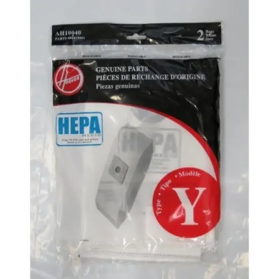 Hoover Type Y Genuine HEPA Bag replacement for Upright Vacuum Cleaner, 2 Pack, AH10040 image {2}