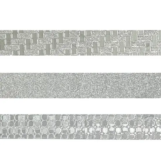 Wrapables Glitter and Shine Washi Tapes Decorative Masking Tapes (Set of 3), Silver Glitz and Glitter image {2}