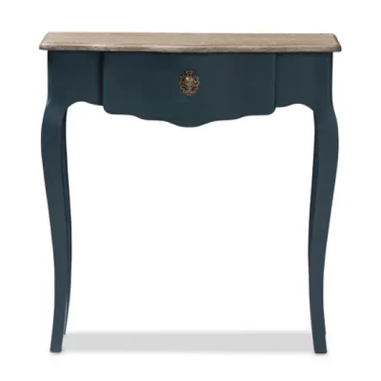 Mazarine Classic and Provincial Spruce Finished Console Table Blue - Baxton Studio image {2}